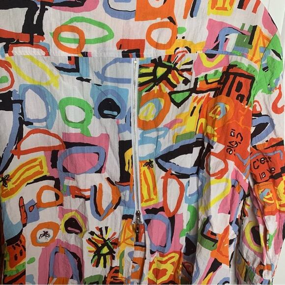 Ali Miles colorful abstract patchwork blouse Petite XL lagenlook art to wear - Picture 3 of 8